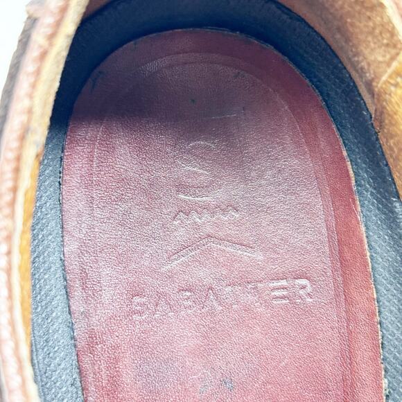 Sabatter Wingtip Oxford Shoes Mens Size 9.5/28 Two Tone Suede Leather Preppy - Picture 5 of 13